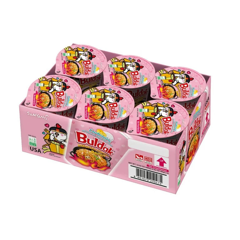 (Halal) Buldak Noodle Carbonara Ramen Cup - KOREA (6 COUNT)