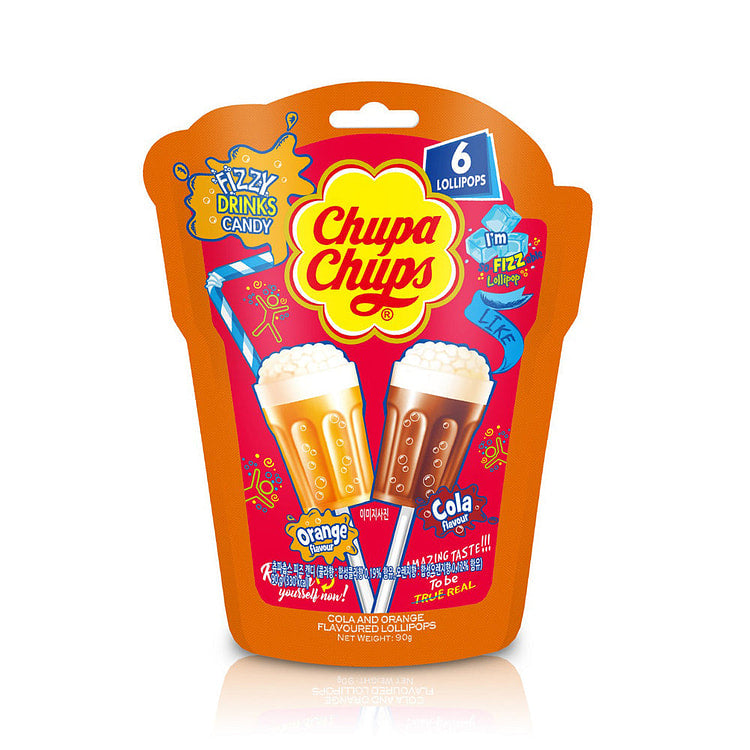 Chupa Chups Fizzy Cola & Orange Lollipops - KOREA (8 pack)