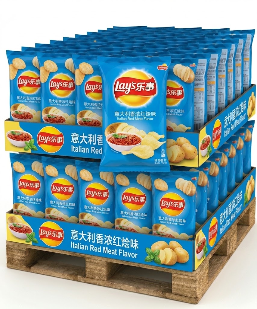 PALLET ROW - Lays Italian Red Meat - TAIWAN (5 CASES)