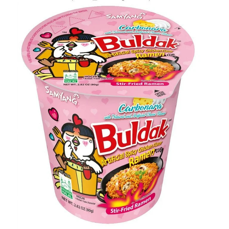 (Halal) Buldak Noodle Carbonara Ramen Cup - KOREA (6 COUNT)