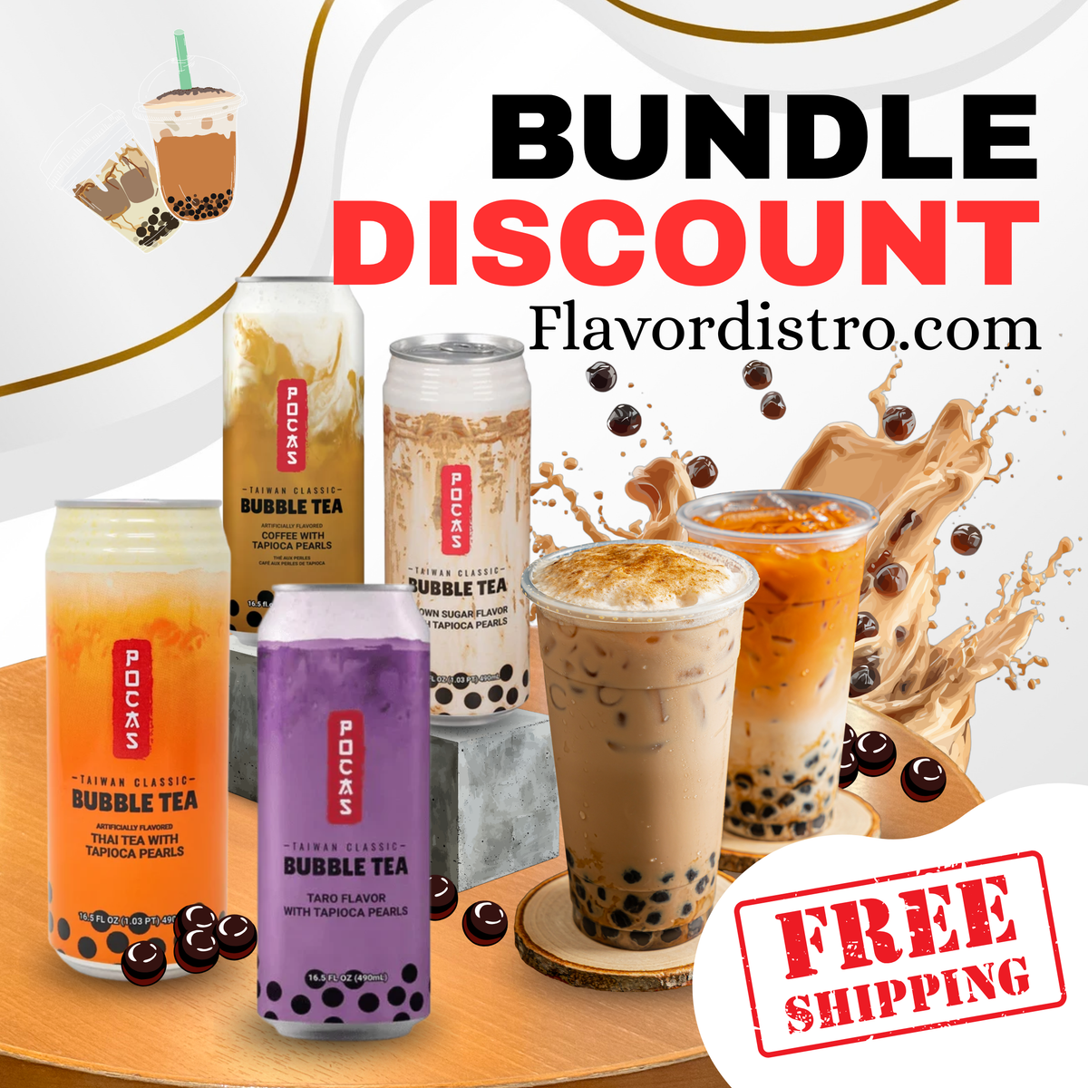 Pocas Bubble Tea Bulk Deal - TAIWAN (60 COUNT)