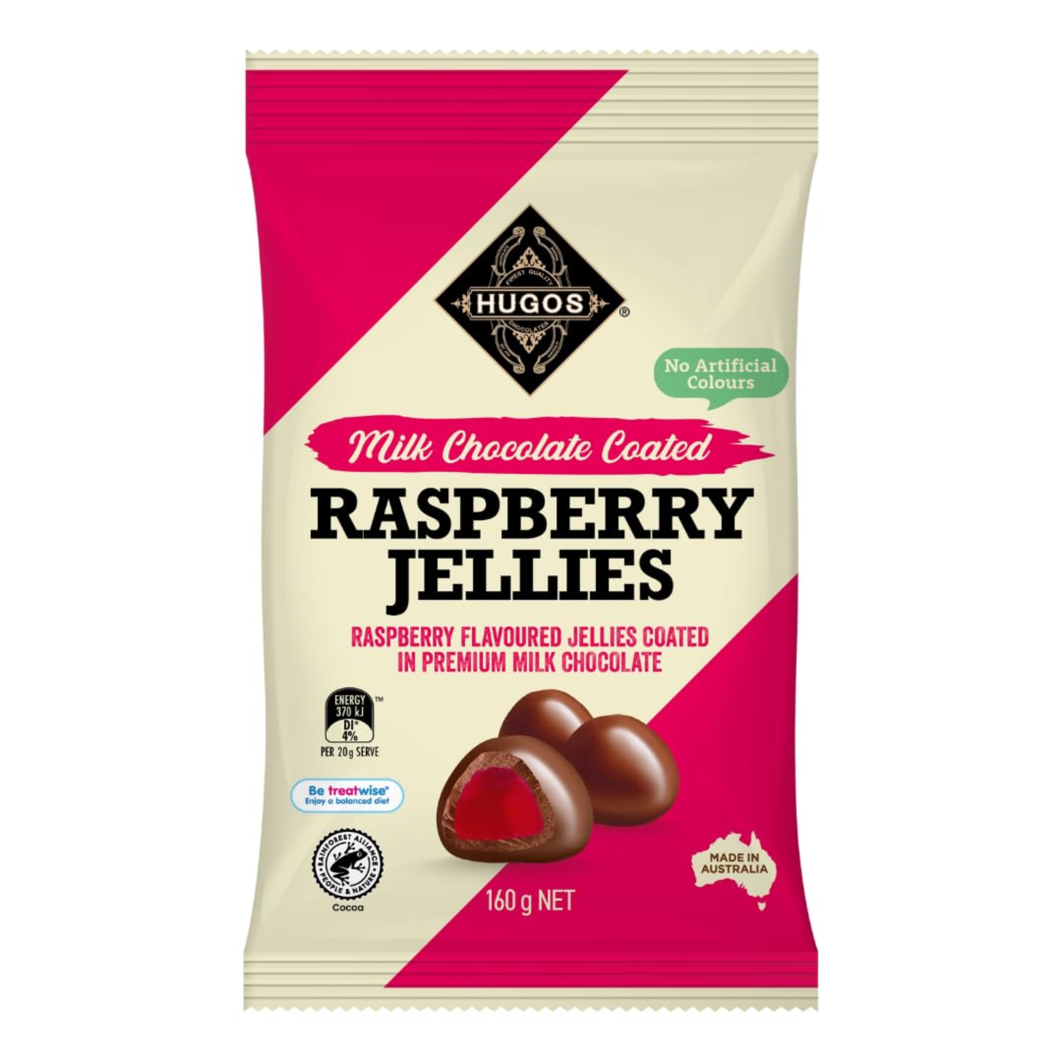 Hugos Milk Chocolate Raspberry Jellies - AUSTRALIA (12 COUNT)
