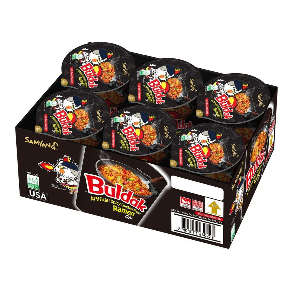 (Halal) Buldak Noodle Spicy Ramen Cup - KOREA (6 COUNT)
