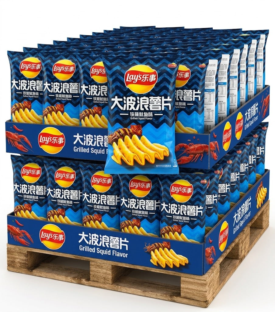 PALLET ROW - Lays Big Wave Calamari - TAIWAN (5 CASES)