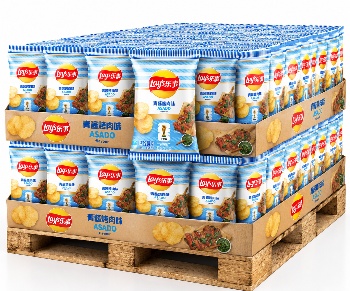 PALLET ROW - Lays Limited FIFA Release Asado - TAIWAN (5 CASES)