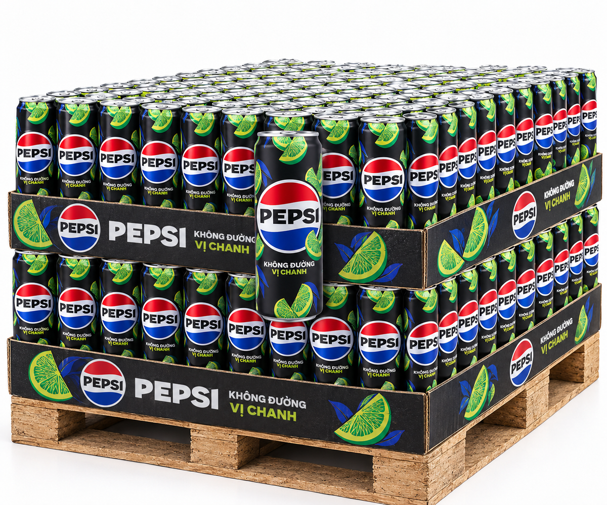 PALLET ROW - Pepsi Zesty Lime Zero   - VIETNAM (10 CASES)
