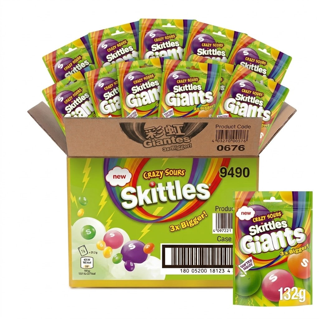 Skittles GIANTS Crazy Soft Sour - UNITED KINGDOM (15 COUNT)