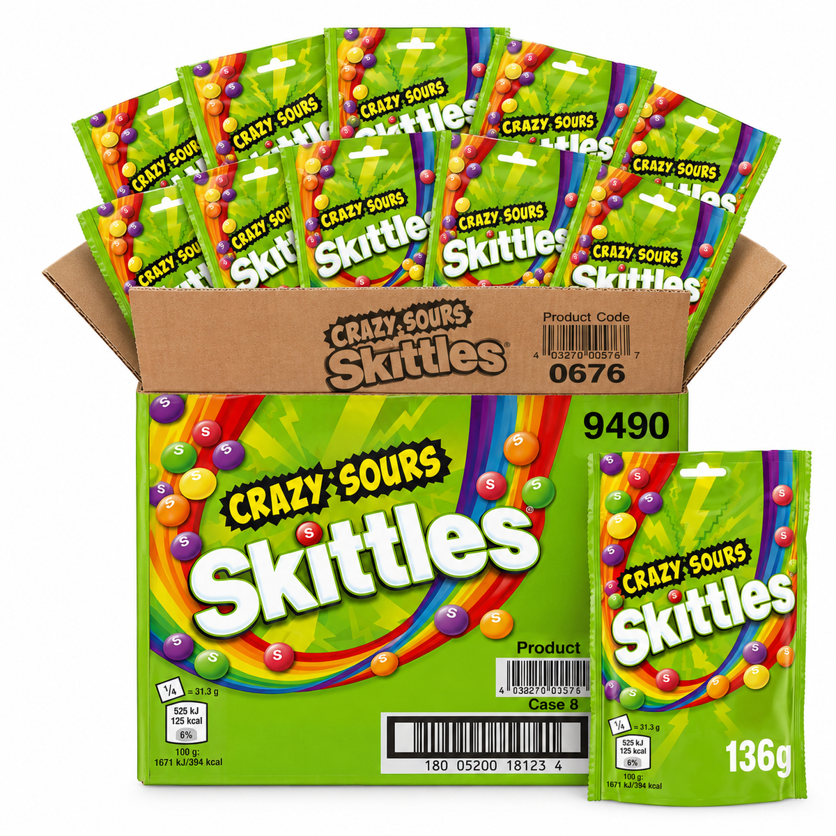 NEW Skittles Crazy Sours - UNITED KINGDOM (15 COUNT)