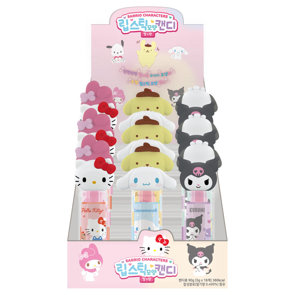 Cinnamoroll x Hello Kitty Lipstick Push Candy Display - KOREA (18 COUNT)