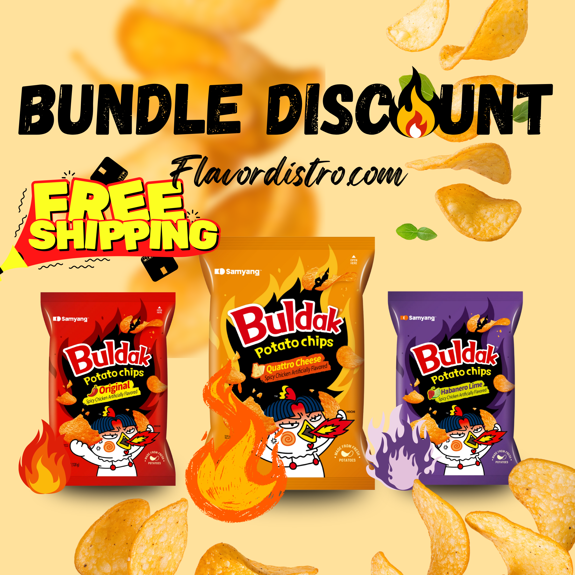Buldak Potato Chips Bulk Deal - KOREA (18 COUNT)