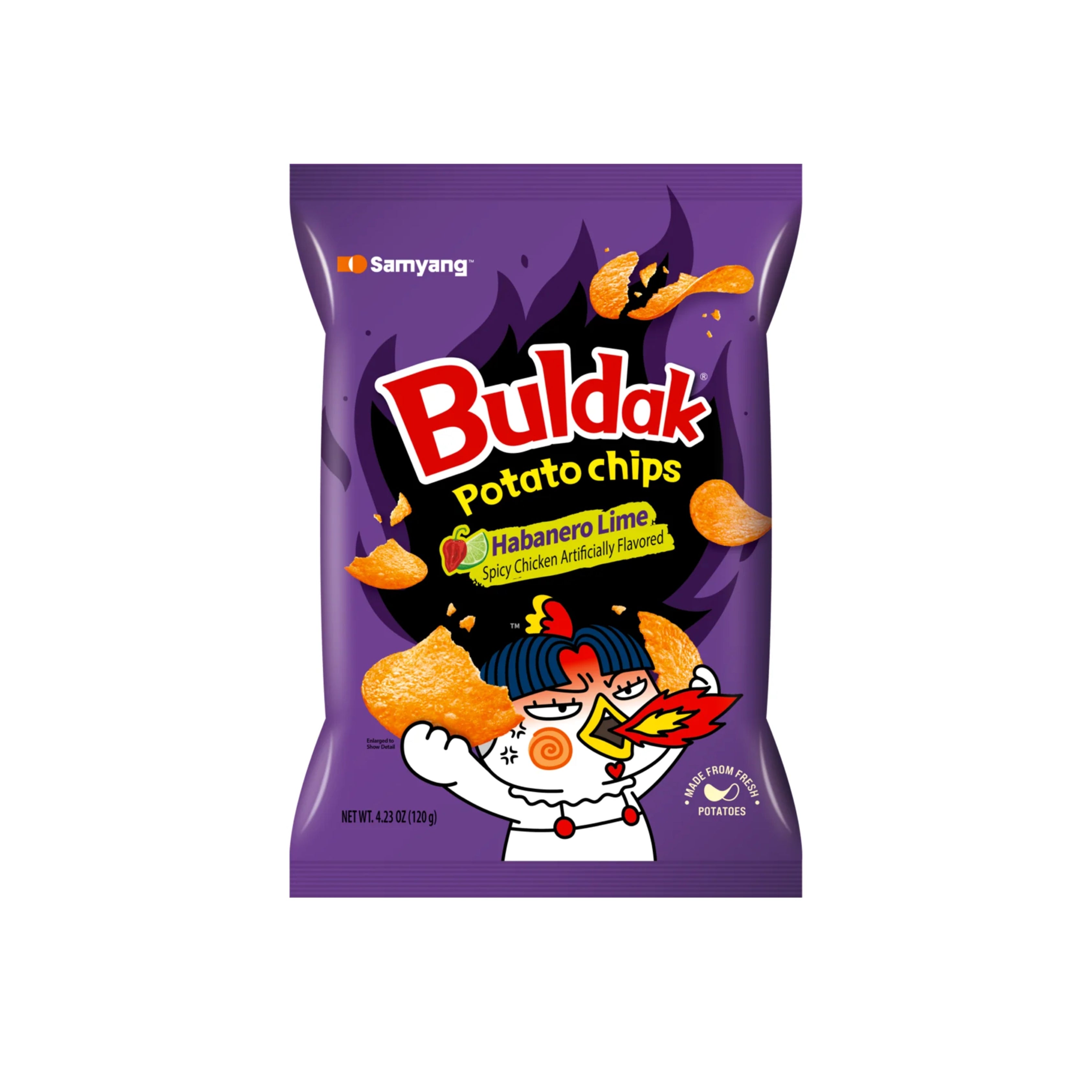 Buldak Potato Chips Habanero Lime PARTY Size- KOREA (12 COUNT)