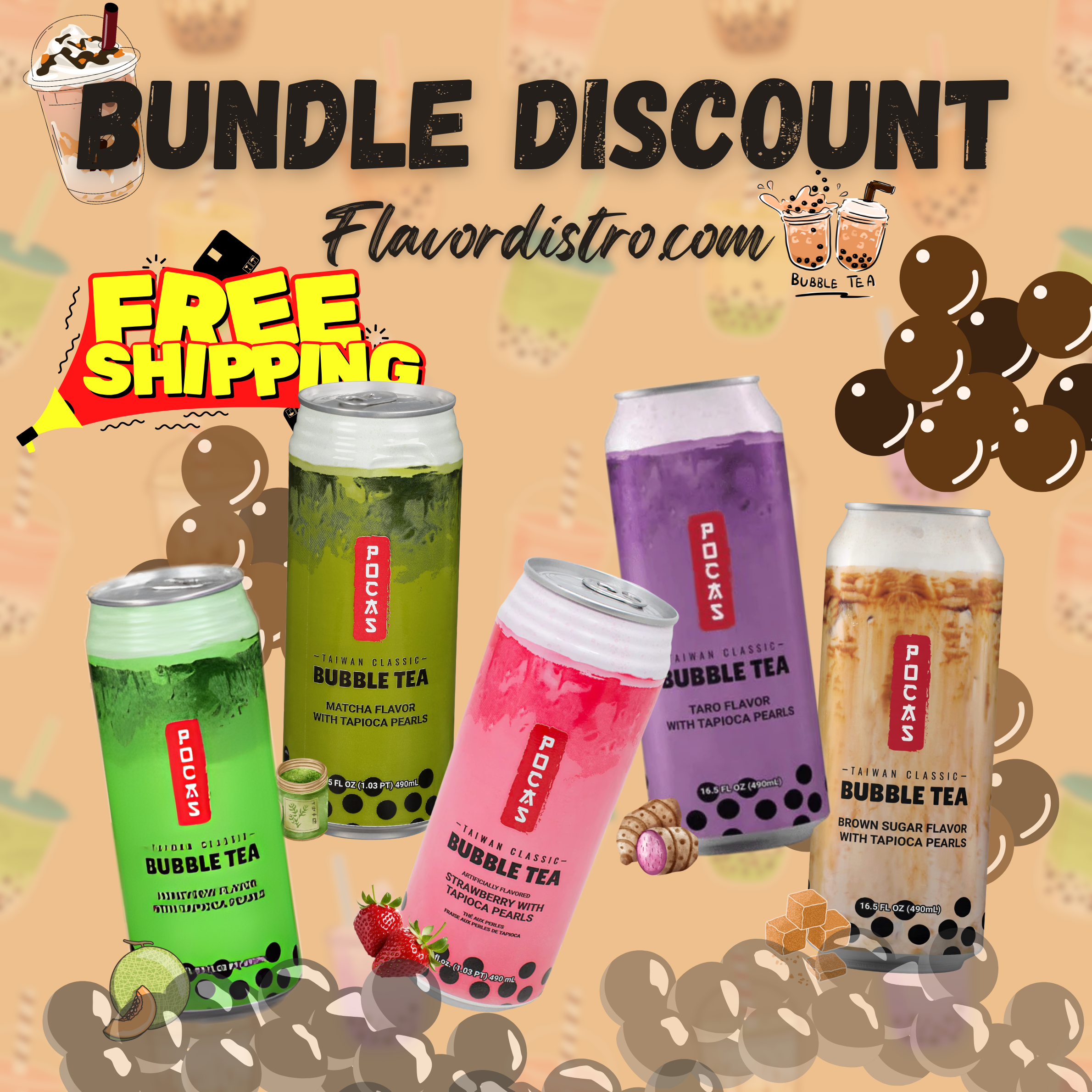 Pocas Bubble Tea Bulk DEAL - TAIWAN (60 COUNT)