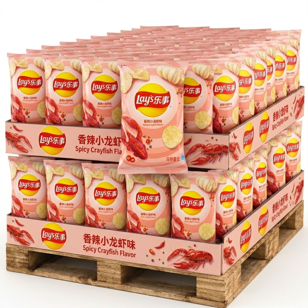 PALLET ROW - Lays Louisiana Spicy Crayfish - TAIWAN (5 CASES)