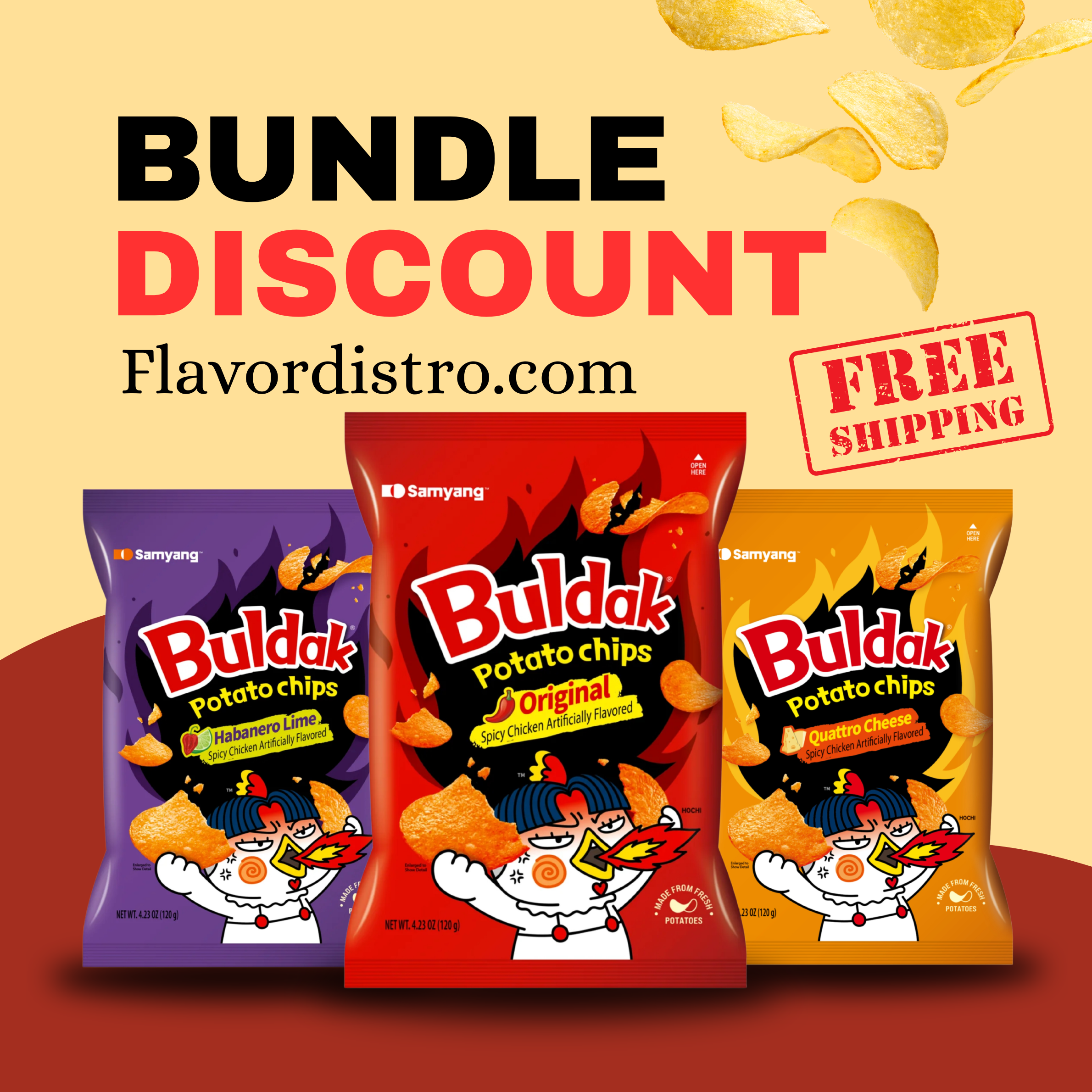 Buldak Potato Chips Bulk Deal - KOREA (18 COUNT)